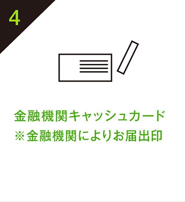 金融機関キャッシュカード　金融機関によりお届出印